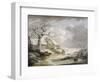 Winter Landscape with Men Snowballing an Old Woman, 1790-George Morland-Framed Premium Giclee Print