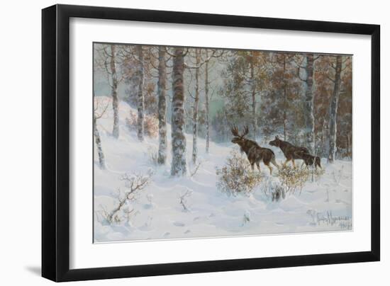 Winter Landscape with Mooses, 1907-Count Vladimir Leonidovich Muravyov-Framed Giclee Print