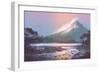 Winter Landscape with Mountain Lake under Evening Sky,Digital Painting-Tithi Luadthong-Framed Art Print