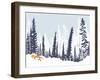 Winter Landscape with Silhouettes of Trees and Firs-Milovelen-Framed Art Print