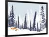 Winter Landscape with Silhouettes of Trees and Firs-Milovelen-Framed Art Print