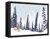 Winter Landscape with Silhouettes of Trees and Firs-Milovelen-Framed Stretched Canvas