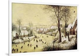 Winter Landscape with Skaters and a Bird Trap, 1565-Pieter Bruegel the Elder-Framed Giclee Print