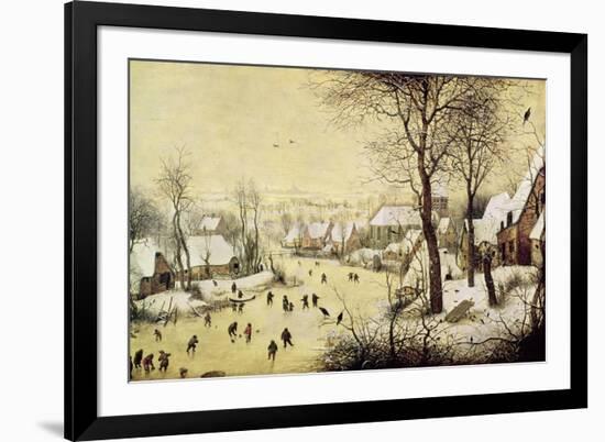 Winter Landscape with Skaters and a Bird Trap, 1565-Pieter Bruegel the Elder-Framed Giclee Print