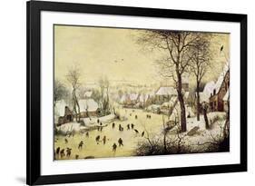 Winter Landscape with Skaters and a Bird Trap, 1565-Pieter Bruegel the Elder-Framed Giclee Print