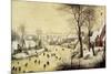 Winter Landscape with Skaters and a Bird Trap, 1565-Pieter Bruegel the Elder-Mounted Giclee Print