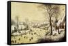 Winter Landscape with Skaters and a Bird Trap, 1565-Pieter Bruegel the Elder-Framed Stretched Canvas