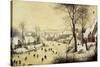 Winter Landscape with Skaters and a Bird Trap, 1565-Pieter Bruegel the Elder-Stretched Canvas