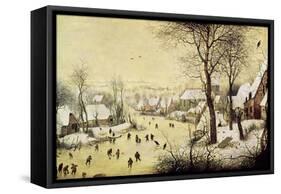 Winter Landscape with Skaters and a Bird Trap, 1565-Pieter Bruegel the Elder-Framed Stretched Canvas