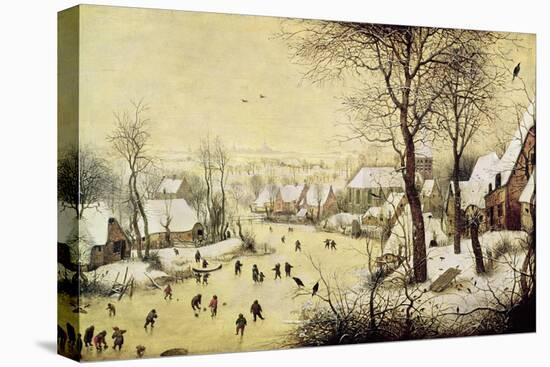 Winter Landscape with Skaters and a Bird Trap, 1565-Pieter Bruegel the Elder-Stretched Canvas