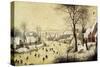 Winter Landscape with Skaters and a Bird Trap, 1565-Pieter Bruegel the Elder-Stretched Canvas