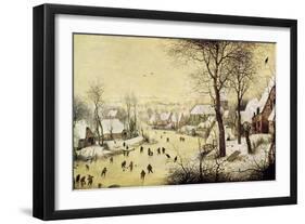 Winter Landscape with Skaters and a Bird Trap, 1565-Pieter Bruegel the Elder-Framed Giclee Print