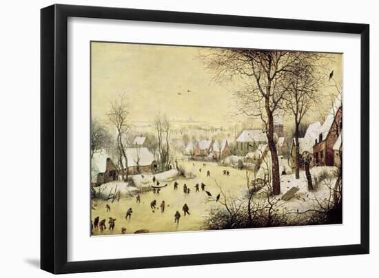 Winter Landscape with Skaters and a Bird Trap, 1565-Pieter Bruegel the Elder-Framed Giclee Print