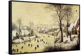 Winter Landscape with Skaters and a Bird Trap, 1565-Pieter Bruegel the Elder-Framed Stretched Canvas