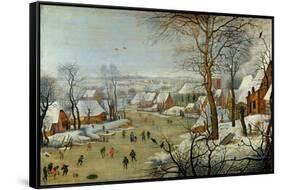 Winter Landscape with Skaters and a Bird Trap-Pieter Brueghel the Younger-Framed Stretched Canvas