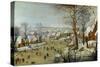 Winter Landscape with Skaters and a Bird Trap-Pieter Brueghel the Younger-Stretched Canvas