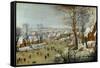 Winter Landscape with Skaters and a Bird Trap-Pieter Brueghel the Younger-Framed Stretched Canvas