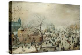 Winter Landscape with Skaters. C.1608-Hendrik Avercamp-Stretched Canvas