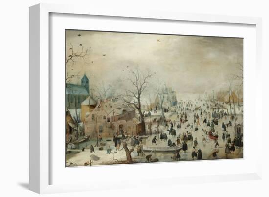 Winter Landscape with Skaters. C.1608-Hendrik Avercamp-Framed Giclee Print