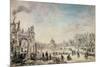 Winter Landscape with Skaters, Dutch Painting of 17th Century-Aert van der Neer-Mounted Giclee Print