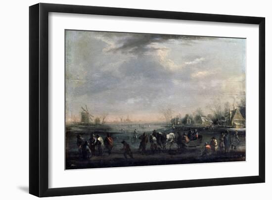 Winter Landscape with Skaters, Late 17th or Early 18th Century-Peeter Bout-Framed Giclee Print