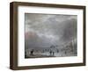 Winter Landscape with Skaters on a Frozen River-Aert van der Neer-Framed Giclee Print