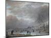 Winter Landscape with Skaters on a Frozen River-Aert van der Neer-Mounted Giclee Print