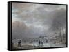 Winter Landscape with Skaters on a Frozen River-Aert van der Neer-Framed Stretched Canvas