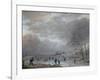 Winter Landscape with Skaters on a Frozen River-Aert van der Neer-Framed Giclee Print