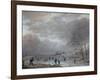 Winter Landscape with Skaters on a Frozen River-Aert van der Neer-Framed Giclee Print