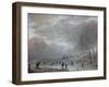 Winter Landscape with Skaters on a Frozen River-Aert van der Neer-Framed Giclee Print