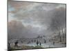 Winter Landscape with Skaters on a Frozen River-Aert van der Neer-Mounted Giclee Print
