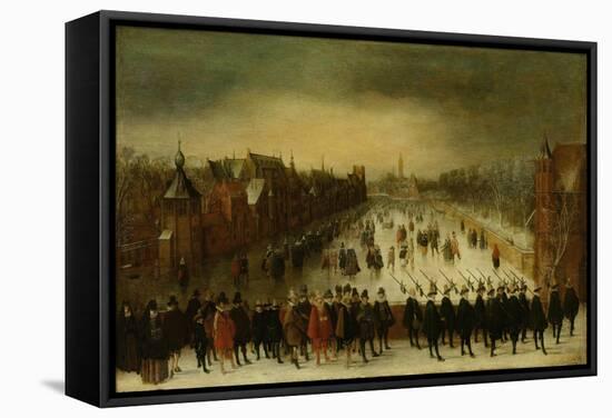 Winter Landscape with Skaters on Vijverberg in the Hague-Adam Van Breen-Framed Stretched Canvas