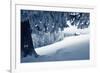 Winter Landscape with Snow in a Mountain Valley. Cabin in the Woods. Carpathians, Ukraine, Europe-Kotenko-Framed Photographic Print