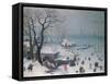 Winter Landscape with Snowfall Near Antwerp-Lucas van Valckenborch-Framed Stretched Canvas