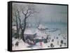 Winter Landscape with Snowfall Near Antwerp-Lucas van Valckenborch-Framed Stretched Canvas