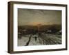 Winter landscape with sunset-Ludwig Munthe-Framed Giclee Print