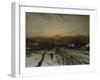 Winter landscape with sunset-Ludwig Munthe-Framed Giclee Print