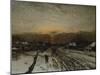Winter landscape with sunset-Ludwig Munthe-Mounted Giclee Print