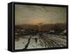 Winter landscape with sunset-Ludwig Munthe-Framed Stretched Canvas