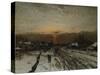 Winter landscape with sunset-Ludwig Munthe-Stretched Canvas
