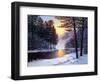 Winter Landscape with the River.Original Oil Painting.-S-BELOV-Framed Art Print