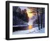 Winter Landscape with the River.Original Oil Painting.-S-BELOV-Framed Art Print