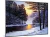 Winter Landscape with the River.Original Oil Painting.-S-BELOV-Mounted Art Print