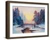 Winter Landscape with the River.Original Oil Painting.-S-BELOV-Framed Art Print