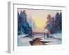 Winter Landscape with the River.Original Oil Painting.-S-BELOV-Framed Art Print