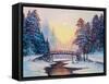 Winter Landscape with the River.Original Oil Painting.-S-BELOV-Framed Stretched Canvas