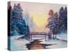 Winter Landscape with the River.Original Oil Painting.-S-BELOV-Stretched Canvas
