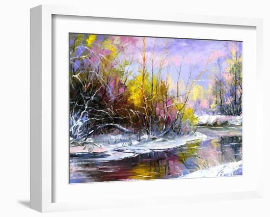 Winter Landscape With The Wood River-balaikin2009-Framed Art Print