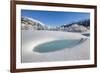 Winter landscape with trees covered in hoarfrost and frozen pond. Celerina, Engadin, Graubunden, Sw-ClickAlps-Framed Photographic Print